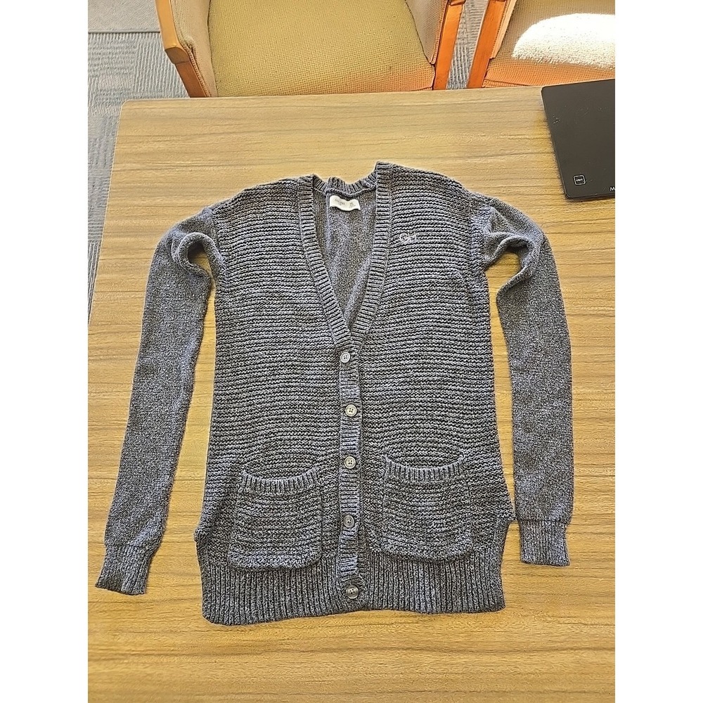 Gilly Hicks Gray Knit Cardigan Sweater Button Front‎ Long Sleeve XS